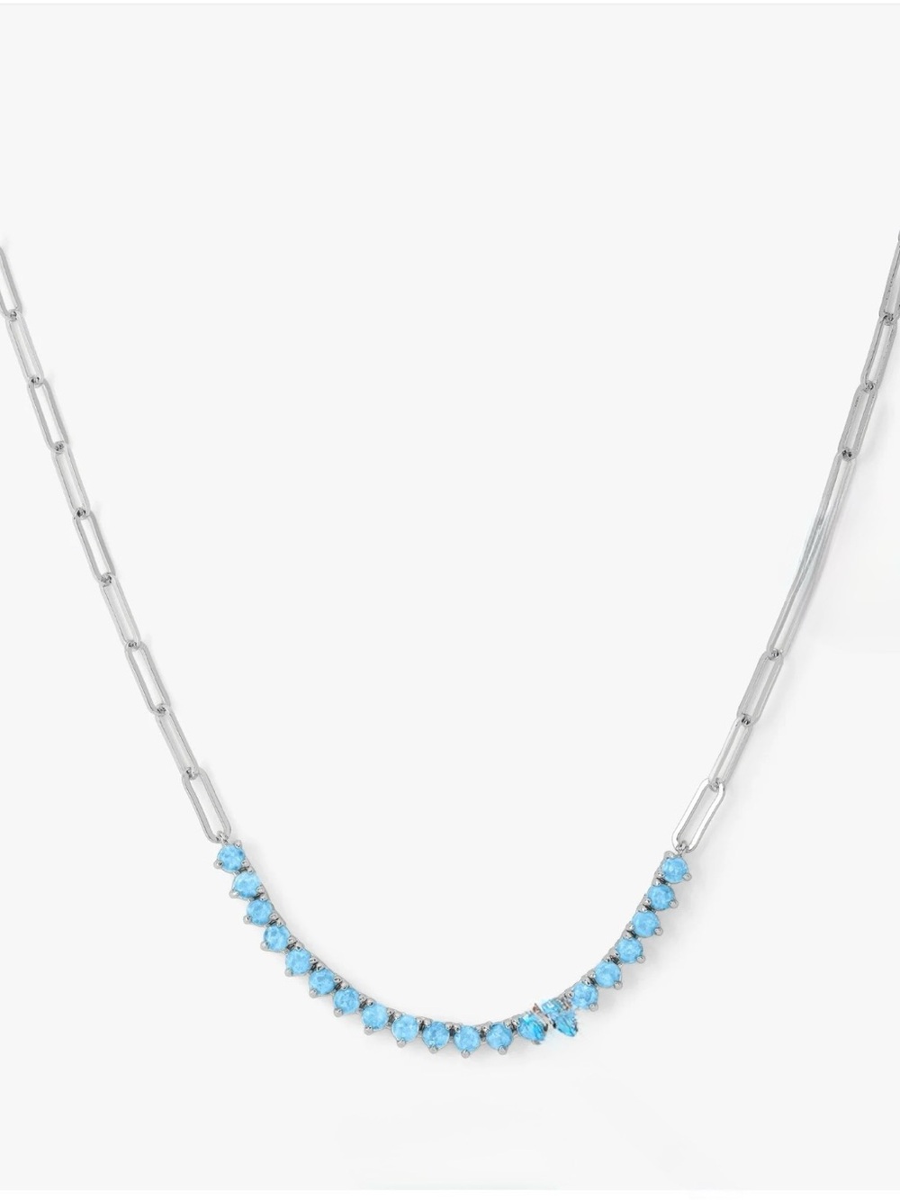 Melinda Maria Silver Samantha Tennis Necklace with Simulated Blue Opals